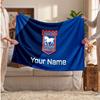 Персонализированный флисовый плед Ipswich Town с логотипом клуба, с индивидуальным текстом имени, мягкий, теплый, для дома