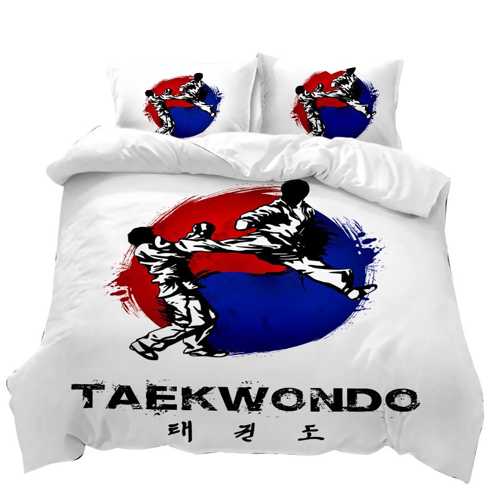 Sports Duvet Cover Set Taekwondo Defense Techniques Sport Practice Bedding Aikido Karate Judo Queen King Polyester Quilt Cover