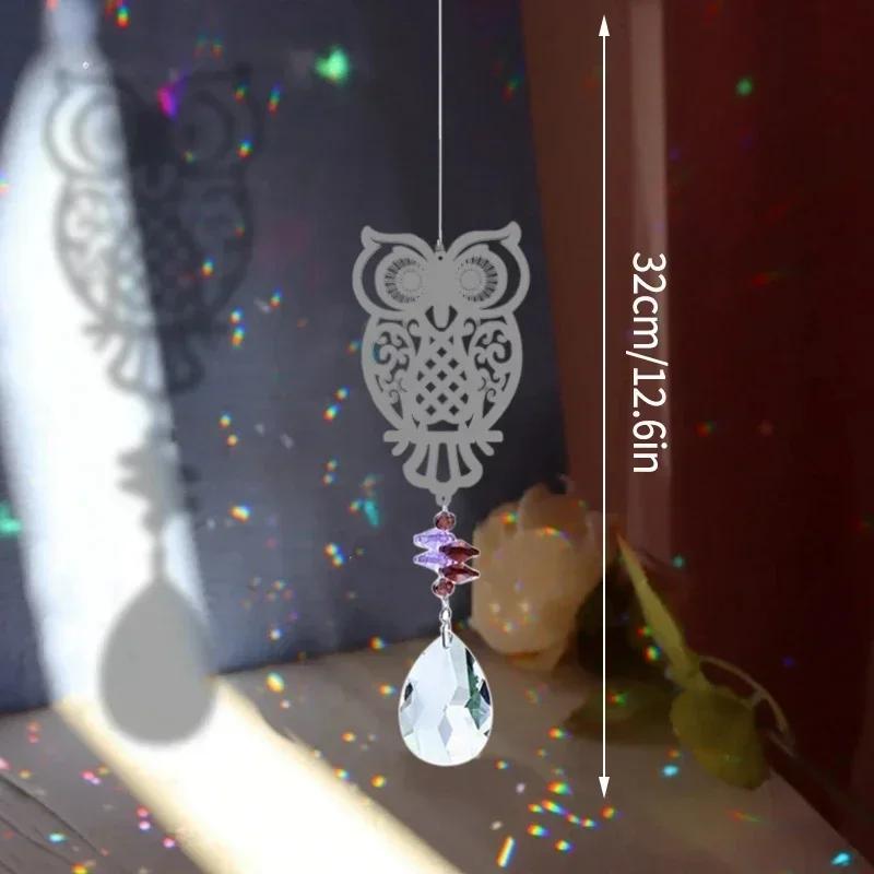 Crystal Suncatcher Sun Moon Tree Wind Chime Prisms Hanging Angel Butterfly Pendants Rainbow Chaser Garden Decor Window Drop Bell