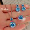 Colorful Pink Diamond Treasure Set Bright Smoke Cut Paraiba Pendant Opening Ring Tanzanian Blue Stud Earrings Women