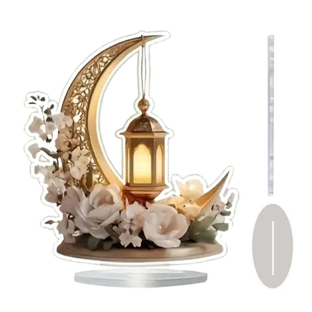 Colorful Printing Acrylic Moon Lantern Flat 2D Art for Bedroom Desktop Family Craft Christmas Party Decoration Festival Gift