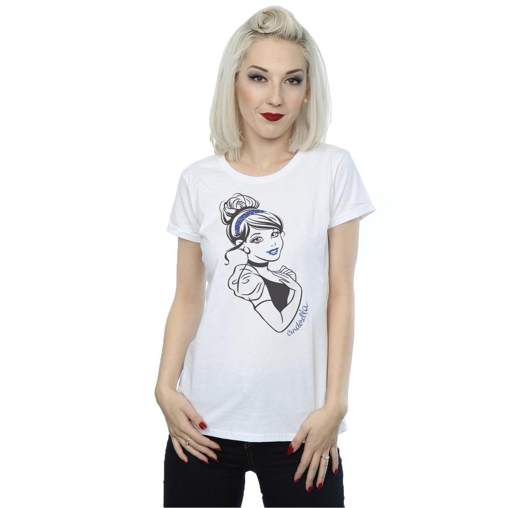 Disney Princess Womens/Ladies Cinderella Glitter Cotton T-Shirt