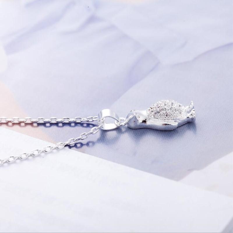 New Arrival Cute Animal 925 Sterling Silver Jewelry Sweet Penguin Crystal Dolphins Temperament Exquisite Pendant Necklaces Xl178