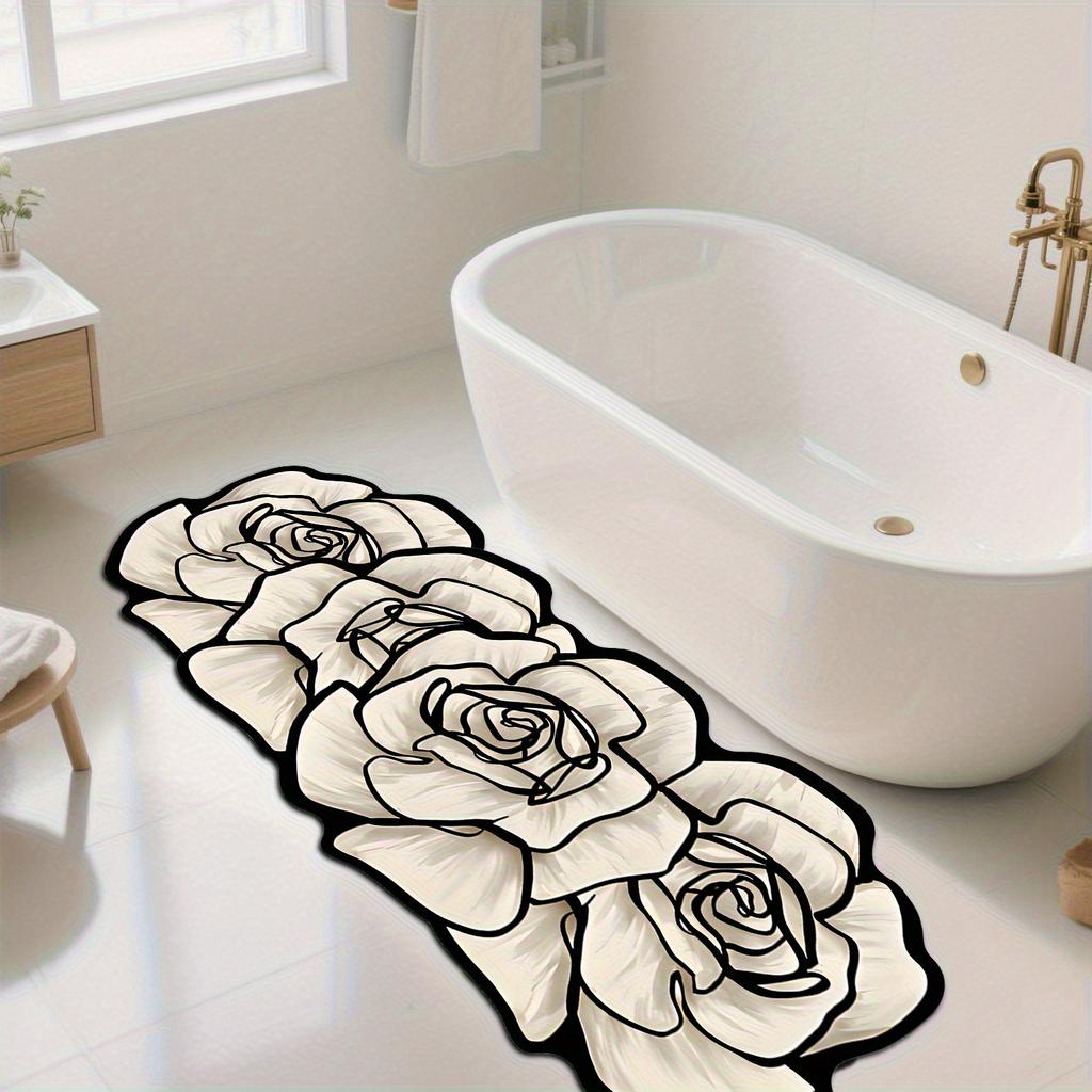Premium Luxury Flower Shape Carpet Bathroom Mat Waterproof Non-slip Kitchen Rug Carpet Door Mat Welcome Mat Home Decorati