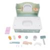 Wooden Vanity Makeup Set for Kids Educational Pretend Bathroom Sink Toy with Comb Hair Dryer for
