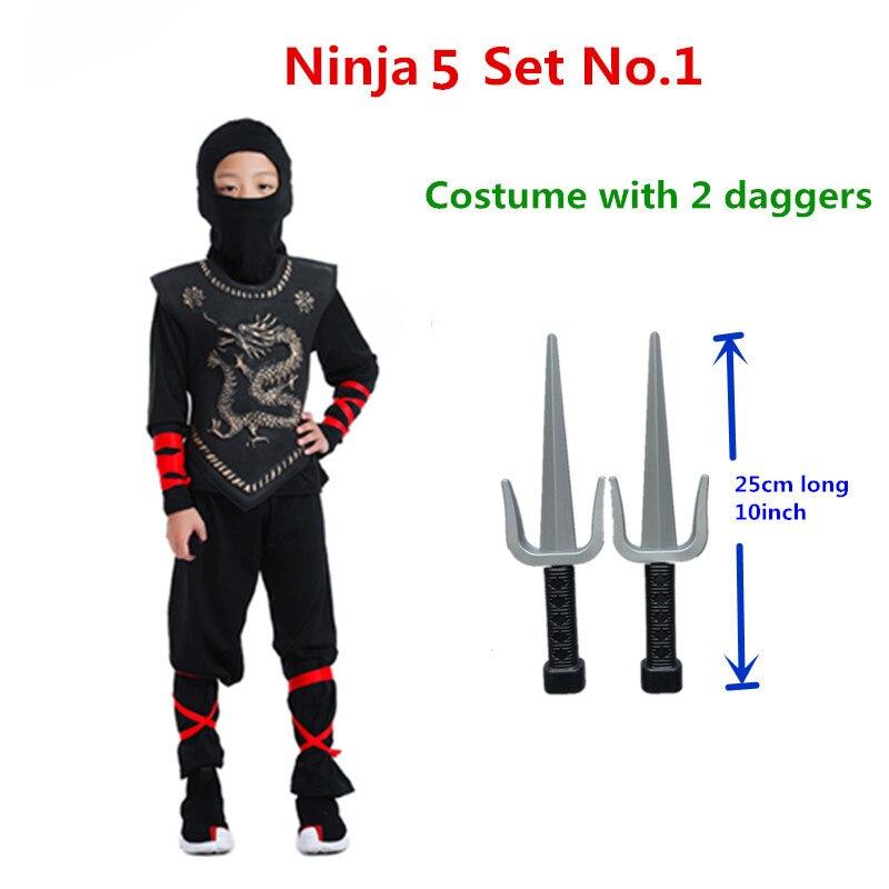 Карнавальный костюм детский черный ниндзя косплей убийца воин кинжал дротик Хэллоуин детская одежда