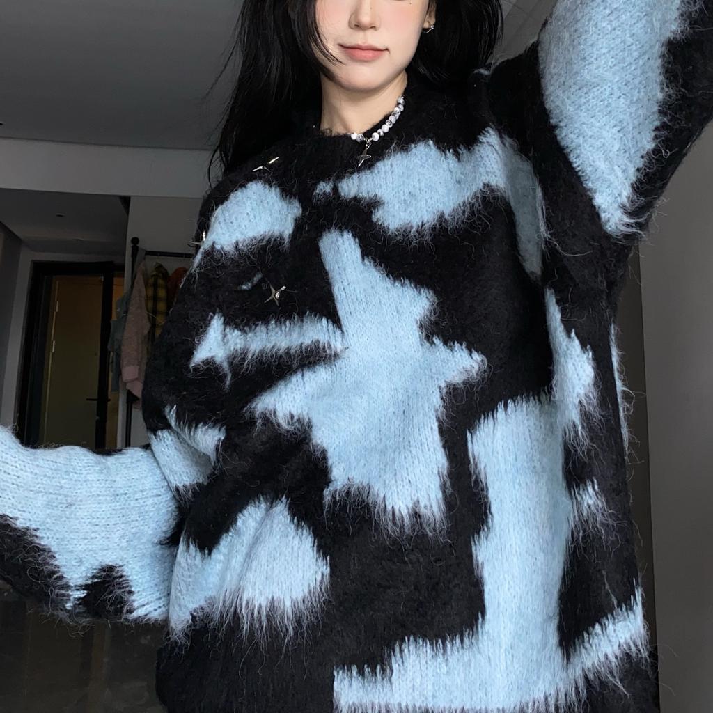 Ленивый ветер цветной свитер Collision женский осенне-зимний свободный круглый вырез пуловер вязаный свитер женский топы модный универсальный