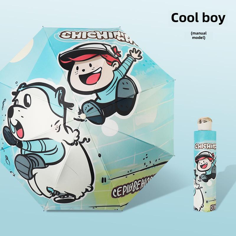 Складной черный пластиковый зонт двойного назначения с 8 спицами, автоматический, симпатичный