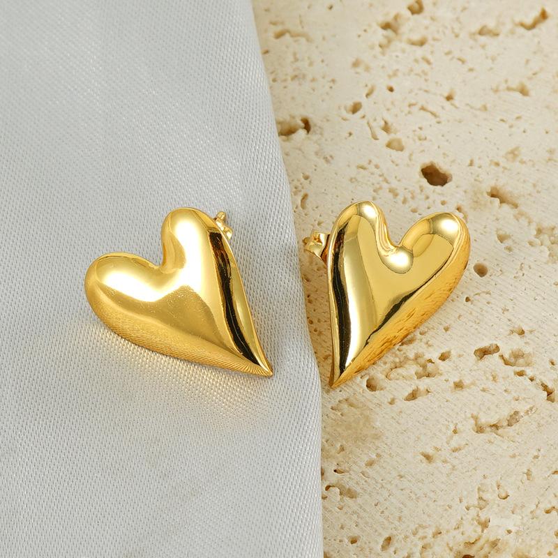 Новые серьги из нержавеющей стали, легкие, роскошные, универсальные, в форме любви, глянцевые, из титановой стали с покрытием 18 карат, модные, индивидуальные серьги, женские серьги