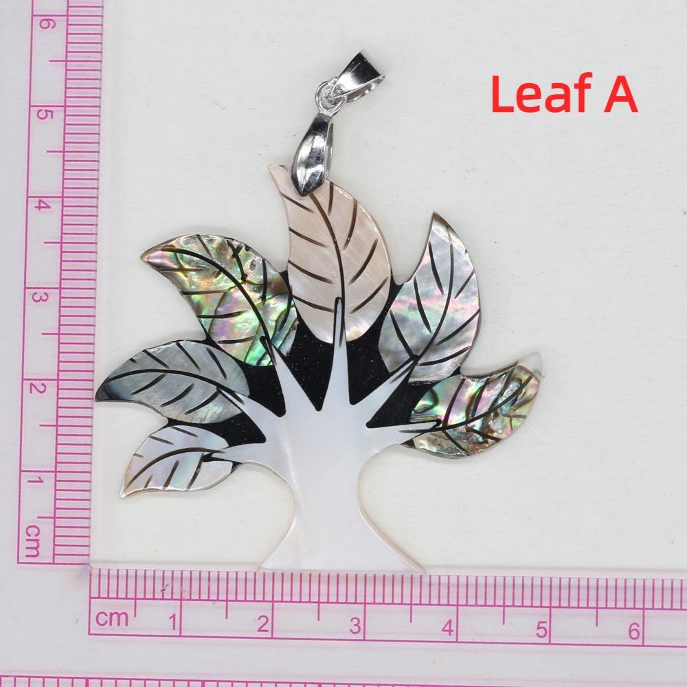 Natural Abalone Pendant Tree Leaf Charm Mother of Pearl Shell Pendants for Women Jewelry Making DIY Necklace Gift