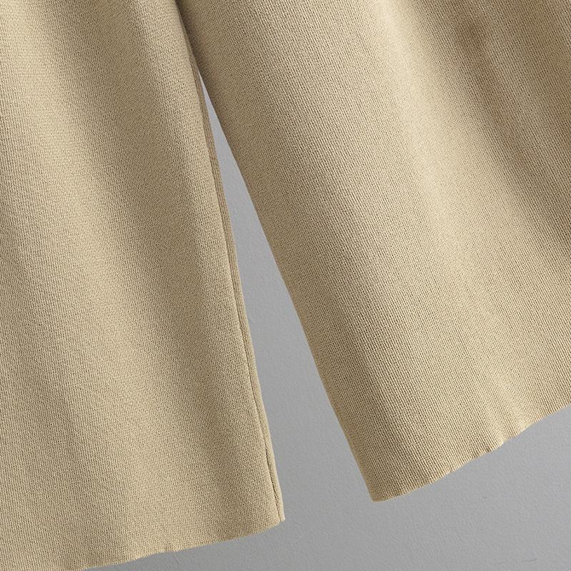 Summer Collar Striped Fashion Suit Casual Loose Knit Wide Leg Pants Two Piece Set