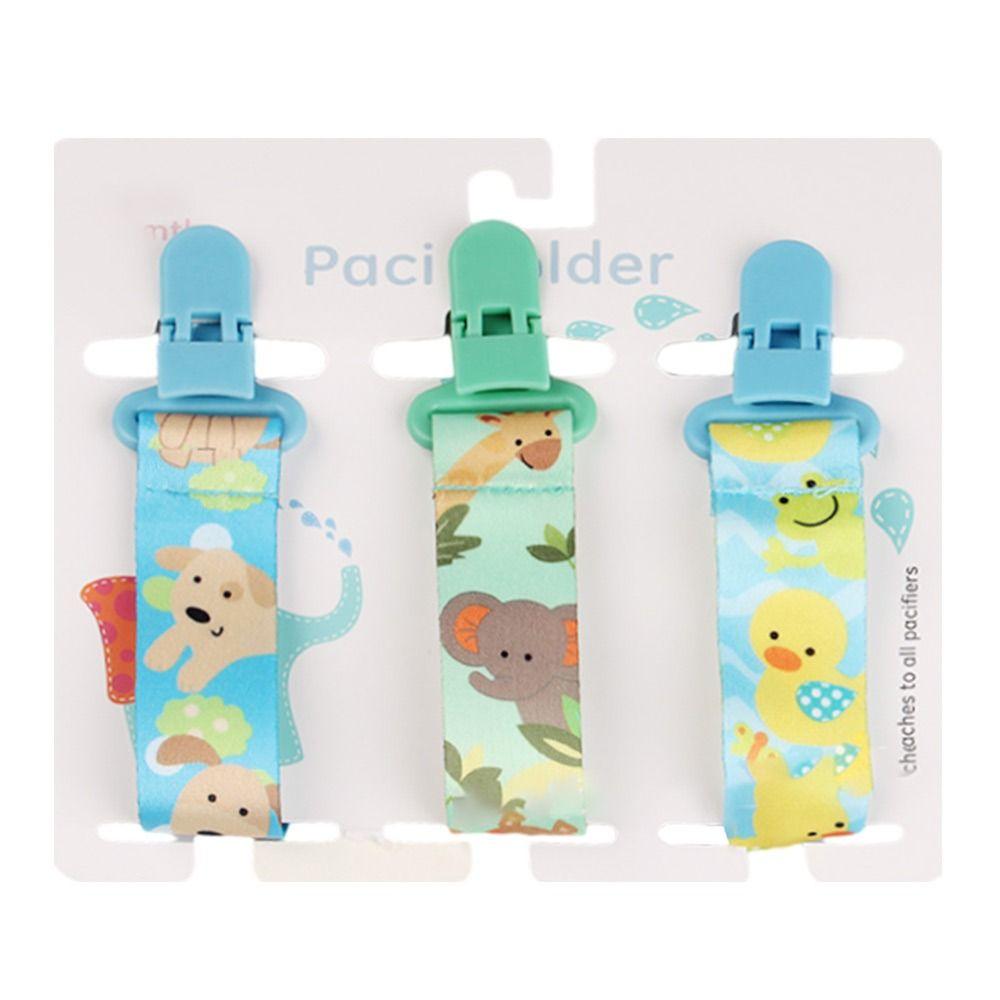 3PCs Pacifier Chain Bracket Dummy Clips Cartoon Print Child Pacifier Clips Nipple Holder Infants