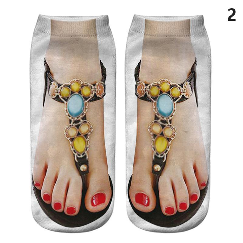 Симпатичные 3D носки со следами, женские кавайные хлопковые носки до щиколотки для девочек