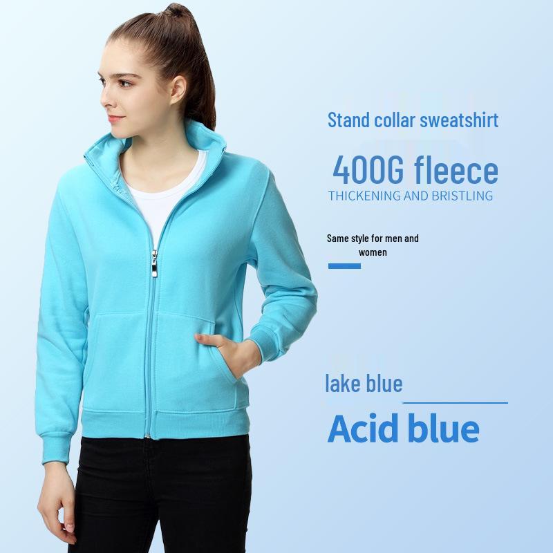 Custom Long Sleeve Cotton Zipper Sweatshirt Jacket with Turn-Down Collar and Logo for Corporate Culture