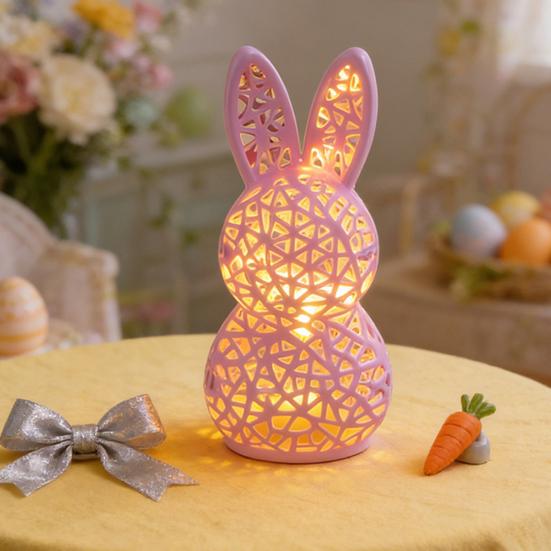 3D Printed Rabbit Lamp Hollow Bunny Night Light for Kid's Room Bedroom Nursery Easter Party Table