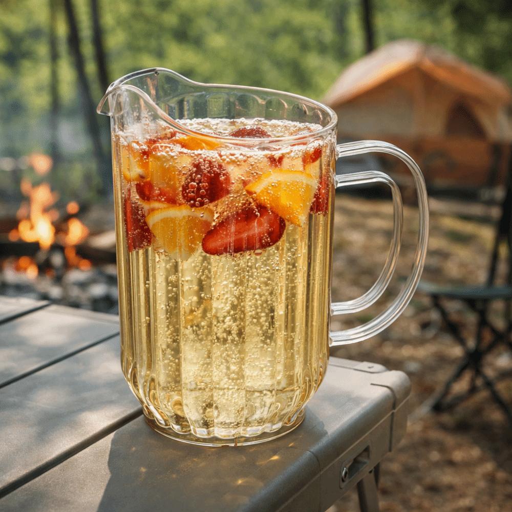 PC Striped Drink Pitcher Transparent Drop Resistant Cold Water Kettle Heat Resistant Large Capacity Juice Jug Dinning Table