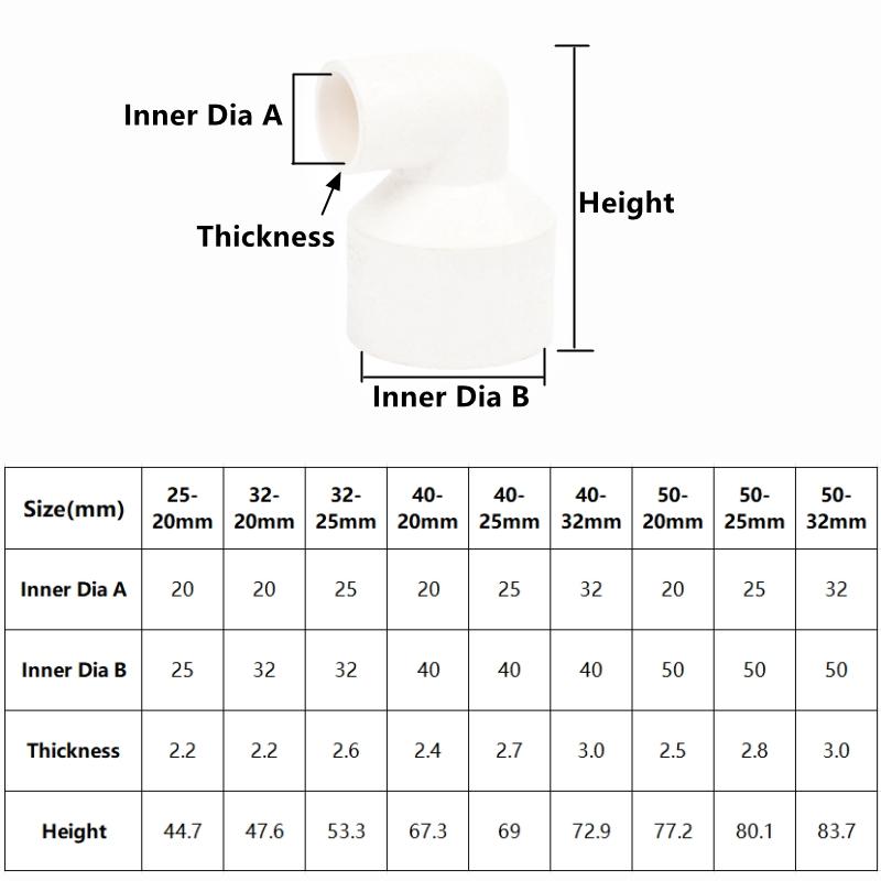 20/25/32/40/50 мм ПВХ Редукционный 90-градусный колено-коннектор Фитинг для водопроводной трубы для садового орошения Прямой адаптер для аквариума
