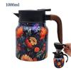 Carafe For Hot Liquids 1000ml Floral Tea Kettle Stainless Steel Tea Kettle Insulated Tea Pots Tea Infuser Kettle For Family