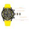 Fashion Watches for Men Military Sport Chronograph Quartz Wristwatch with Yellow Silicone Strap Luminous Hands Date Analog Watch