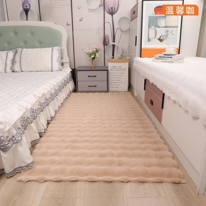 Soft Rabbit Fur Mat For Bedroom Floor Carpet Fluffy Warm Sofa Mat Bedside Rug