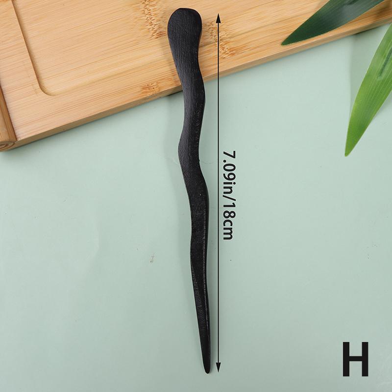 Традиционные деревянные черные палочки для волос в китайском стиле, заколки для волос, резная деревянная вилка для волос, винтажные палочки для еды, головные уборы для женщин, ювелирные изделия