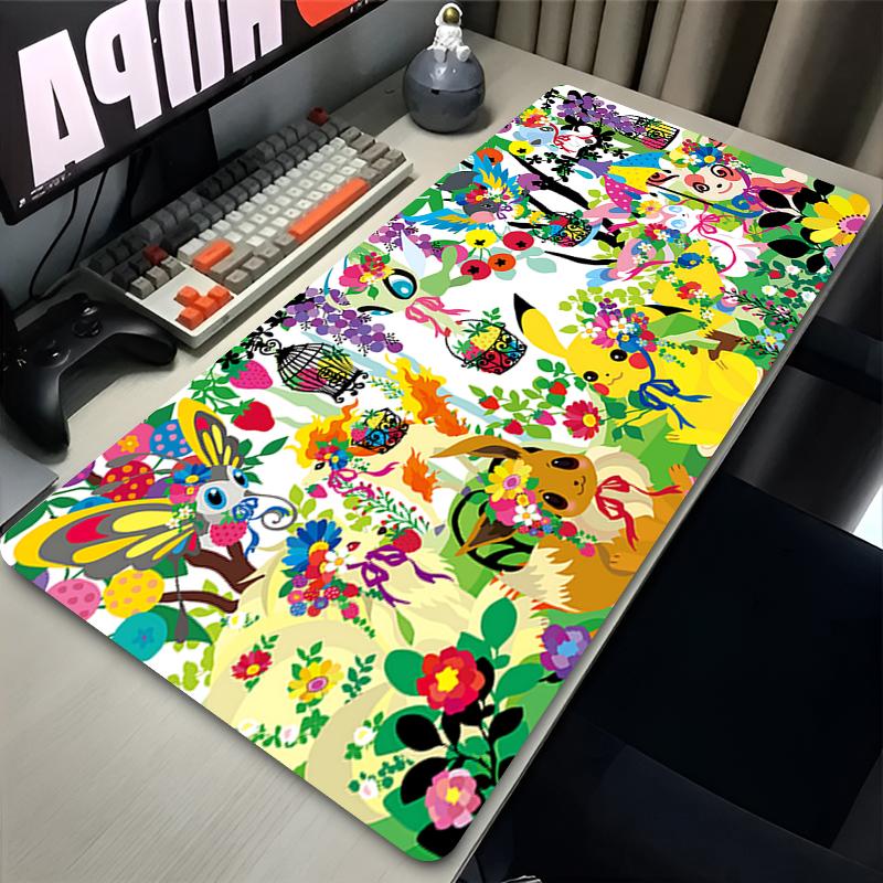 Mouse Pad Gamer Laptop Xxl Large Desk Mat Kawaii Ppikachu Mouse Mat Office Pc Gamer Cabinet Natural Rubber Mousepad