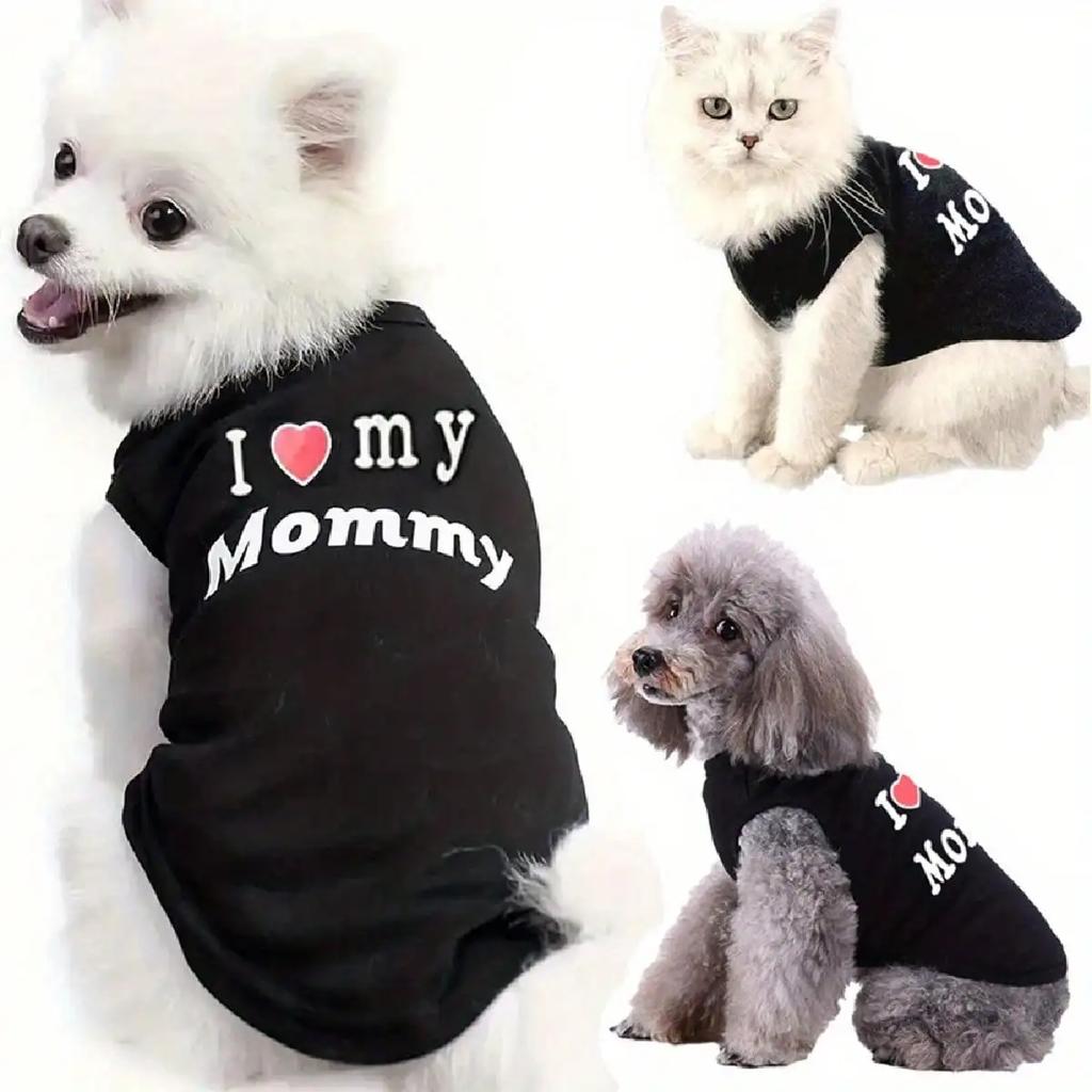 Dog Vest I Love My Mommy Daddy Puppy T-Shirt Summer Sleeveless Pet Clothing for Small Medium Dogs Cats Apparel
