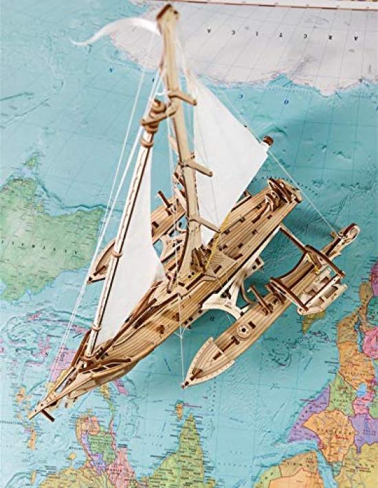 Ugears Тримаранная яхта 70059 Деревянный пазл, Набор для рукоделия и моделирования, Не требуется клей или инструменты, для взрослых