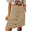 Women Button High Waist Corduroy Package Hip Skirt with Pocket