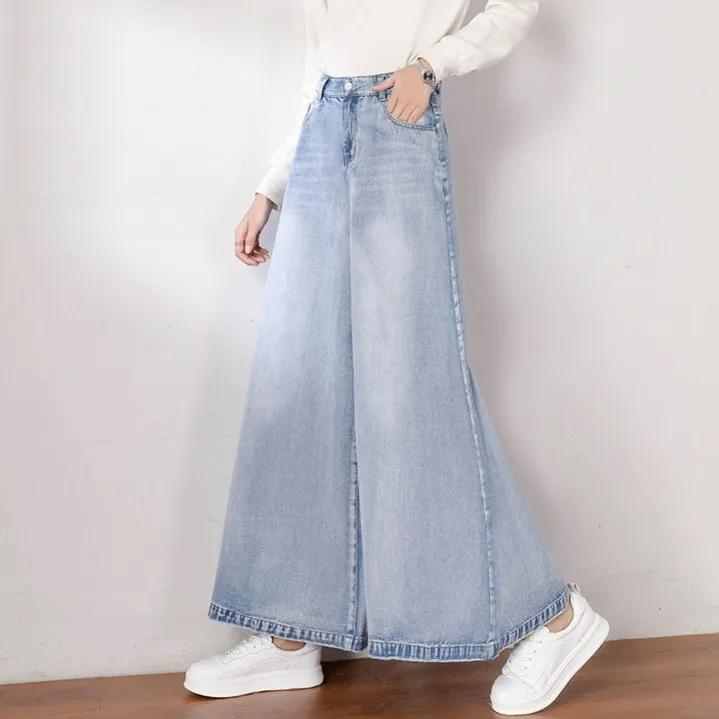 Wide Leg Jeans Women Korean Dongdaemun High Waist Baggy Mom Jeans Streetwear Pant Pants Y2k Clothes 2000s Womens Width