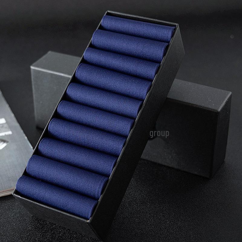 Men's Summer Ice Silk Thin Breathable Deodorant Mid-Tube Black Business Socks