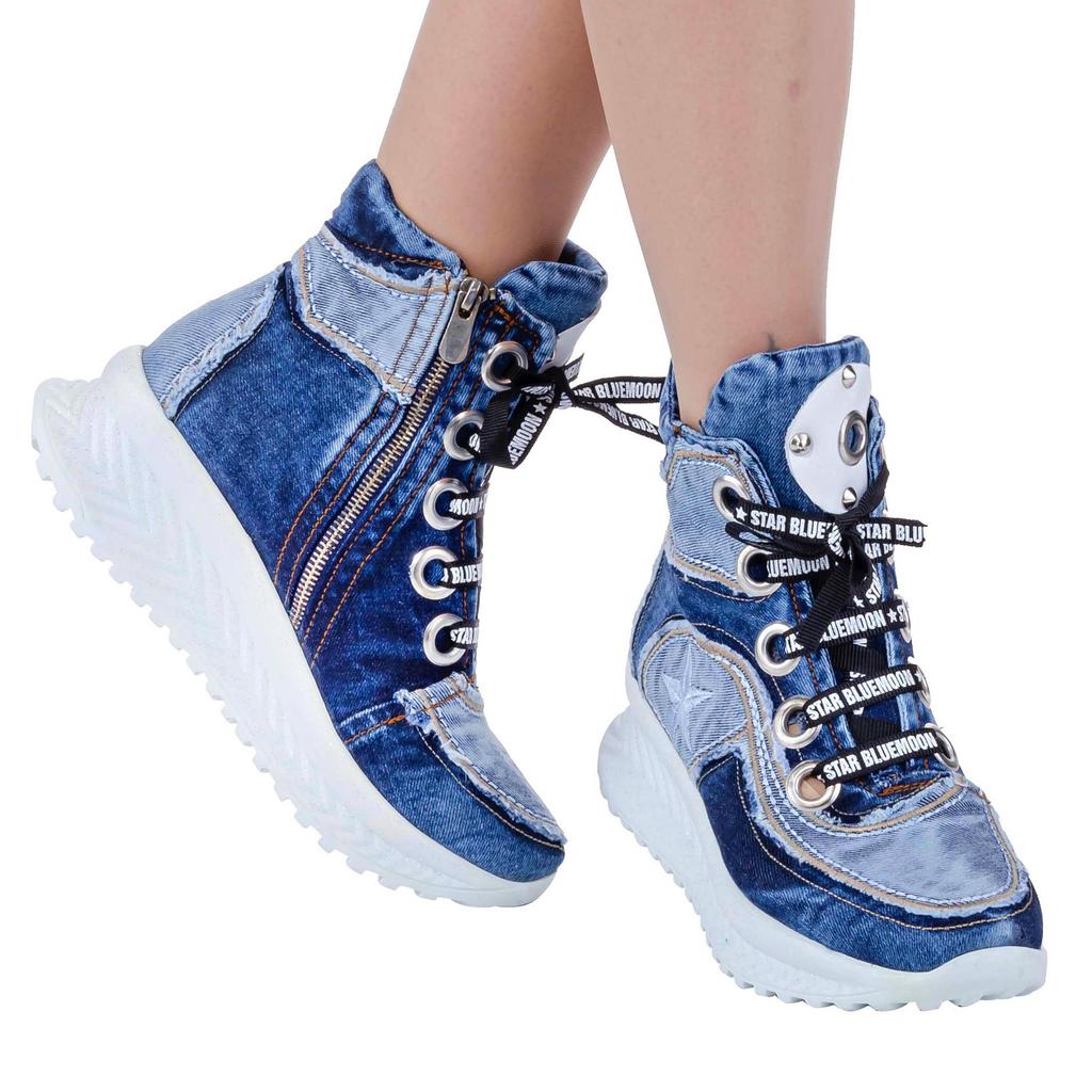 Джинсовые сапоги Обувь / Женские спортивные сапоги ручной работы / Женские пикантные сапоги, Сапоги на каблуке, Спортивные высокие сапоги Обувь / Джинсовая обувь / Подарок на день рождения