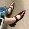 Дизайнерские женские туфли на плоской подошве 2025 Весна Новые Ретро Заостренный носок Женская обувь Элегантный темперамент Удобная пряжка Женские туфли на плоской подошве