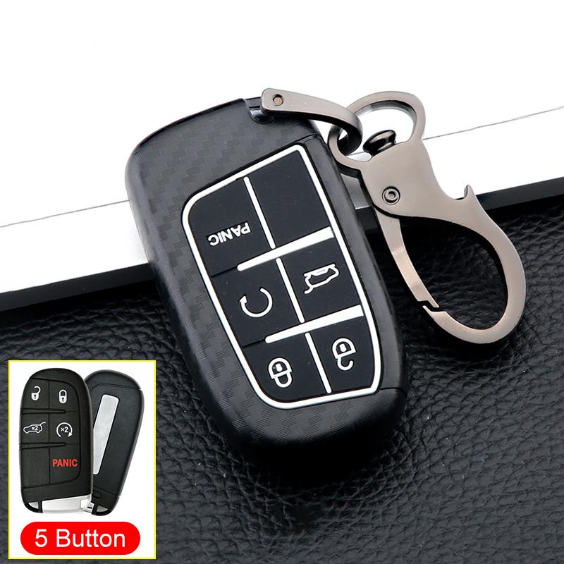 Чехол для дистанционного ключа автомобиля из АБС-пластика из углеродного волокна для Jeep Grand Cherokee WK2 SRT Renegade Compass 2th для Chrysler 200 300