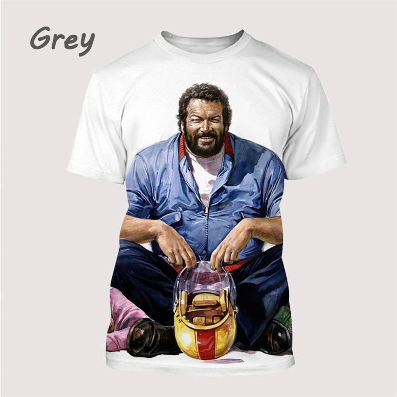 Новейшие топы Bud Spencer Terence Hill с 3D-принтом, футболка Harajuku с круглым вырезом, повседневная футболка с коротким рукавом, модная летняя мужская одежда