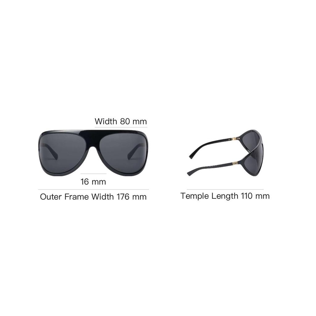 Miu Miu Solid Color Design Irregular Shape Sunglasses Unisex sunglasses Black SMUA01_E1AB_F05S0_C_075