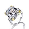TanciseS925 Sterling Silver Square Ring Synthesized 7A Zircon Luxury Diamond.