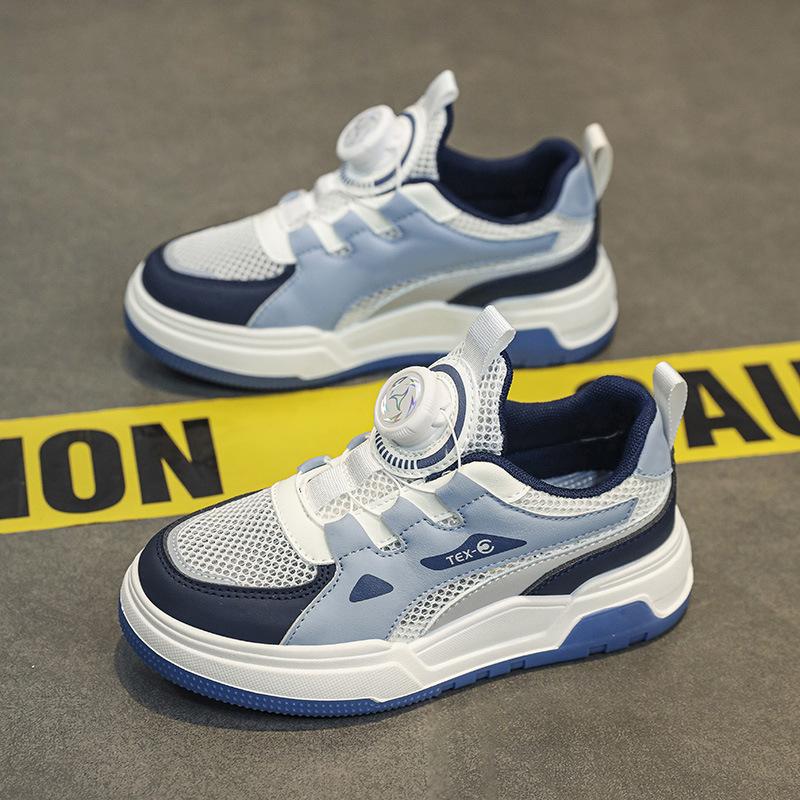 Лето 2024 года, новые мужские и женские туфли-одноклассники с вращающимися пуговицами, тонкие, дышащие и удобные детские туфли для скейтбординга