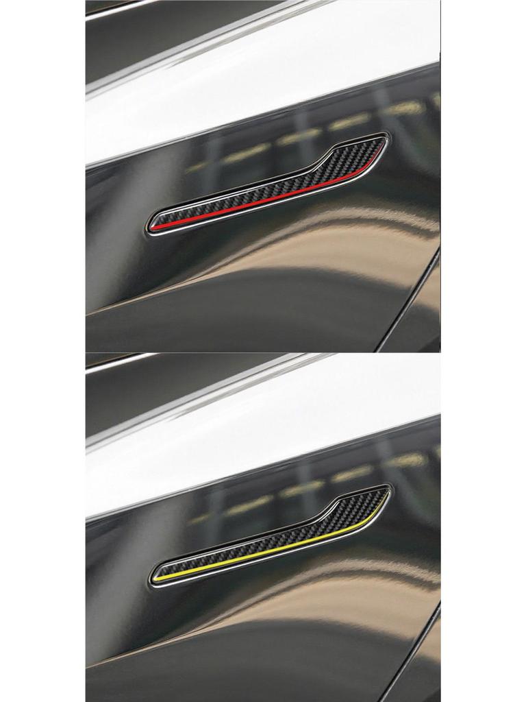 Наклейки на внешние ручки дверей из черного карбона для Tesla Model 3/Y (2017-2022 гг.)