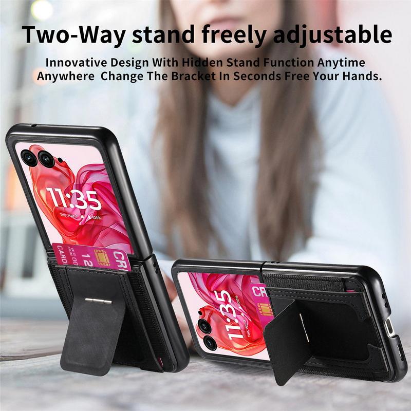 Роскошный кожаный держатель для карт, складной чехол для Motorola Razr 60 50 Ultra 40, жесткий противоударный матовый чехол для телефона из 2 предметов