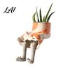 Artistic Gardening Gift Cute Leggy Planter Sitting Human Resin Planter with Legs Shelf Sitter Office Desk Plant Ornament Pot for Succulents