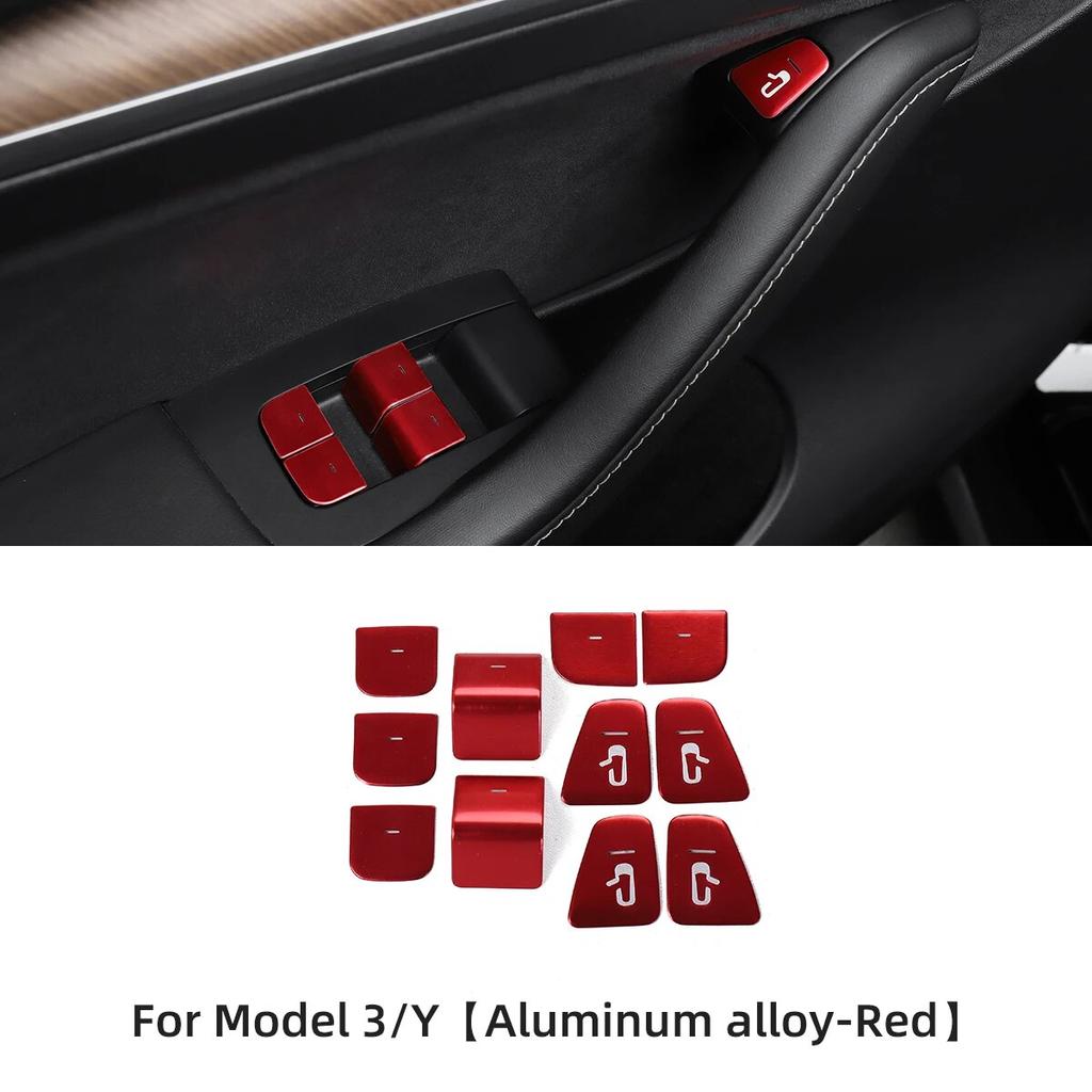 Для Tesla Model3 ModelY 2017-2023 Кнопка подъема окна Декоративная нашивка Аксессуары для интерьера Наклейка на кнопку переключателя стеклоподъемника автомобиля