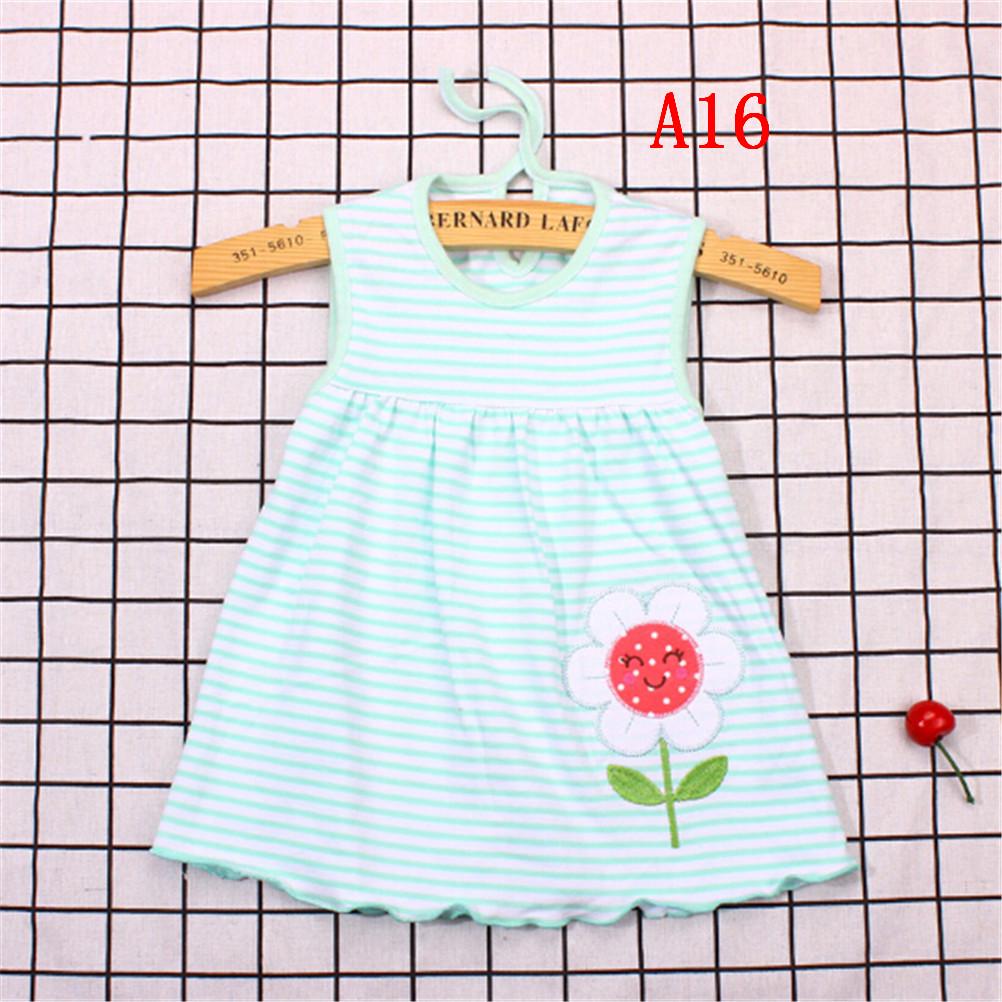 Newborn Baby Cotton Dress Regular Sleeveless A-Line Girl Dresses 0-24 Months