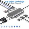 USB 3.0 Type-C Хаб 15 Портов для 2.0 Поддержка SD-карты Скорость Передачи Данных 5 Гбит/с Беспроводная Зарядка Алюминиевый Сплав Электрический Запас