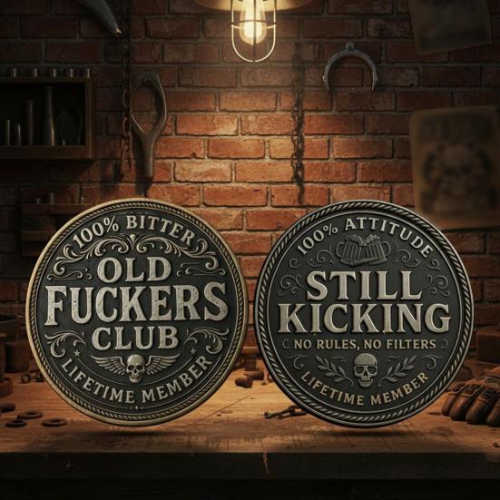 Old F*ckers Club Coin Retro Funny Lifetime Member Still Kicking Challenge Coin Rebellious Collectible Keepsake Coin Gag Gift for Retirement Birthday