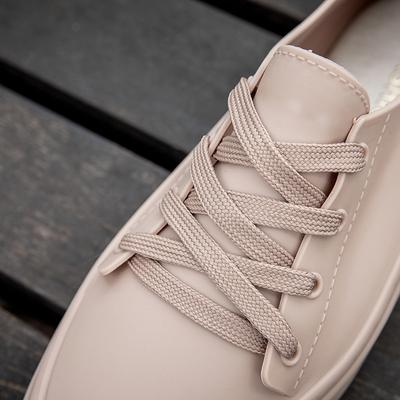 Новая корейская версия модные милые маленькие белые туфли с мелким вырезом дождевые туфли ПВХ мягкие уличные рабочие шнурки низкие дождевые туфли женские