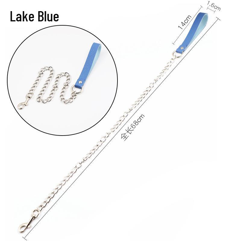 Jiuai SM Leather Collar & Metal Chain Leash - Fun Alternative Adult Sex Toys for Couples