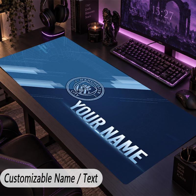 Custom Text Big Mousepad, Extended Desk Pad For Laptop Work GameManchester City