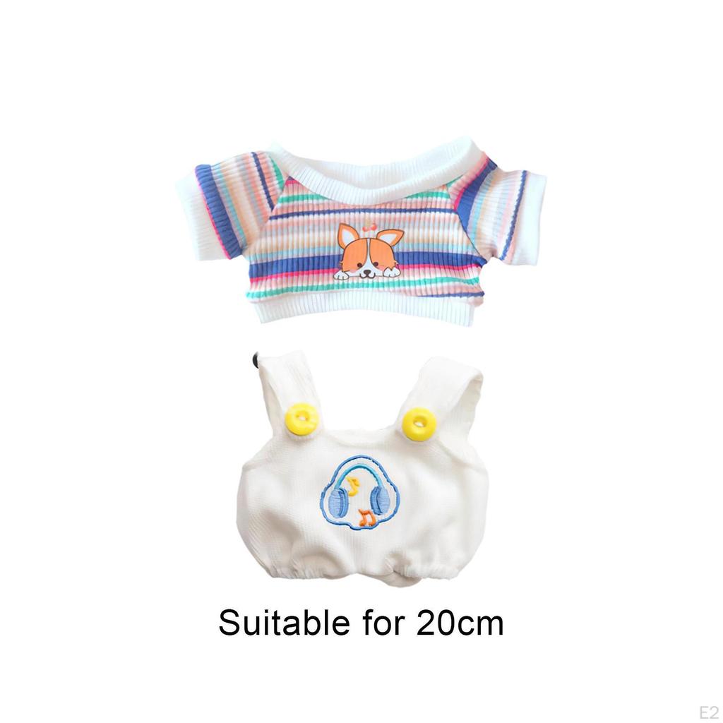 2 штаны для кукол с подтяжками и футболка, миниатюрная одежда, аксессуары ручной работы, одежда для 8 дюймов