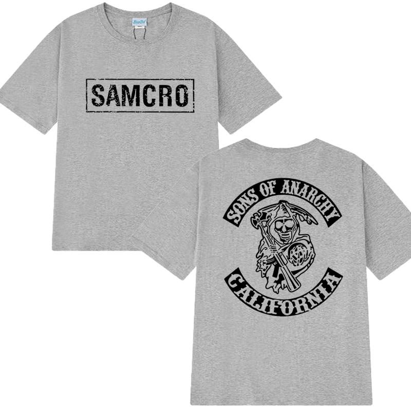 2025 Hip Hop Vintage T Shirt Men Women Sons of Anarchy SAMCRO Double Sided Print Short Sleeve T-shirts Unisex 100% Cotton Tops